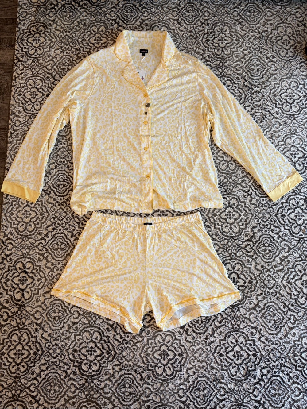 Cosabella Pale Yellow Printed PIMA COTTON Sleep Set - 2XL
